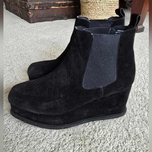 Jeffrey Campbell Shoes - Jeffery Campbell womens 10 black suede leather Wedge boots Rochester platform